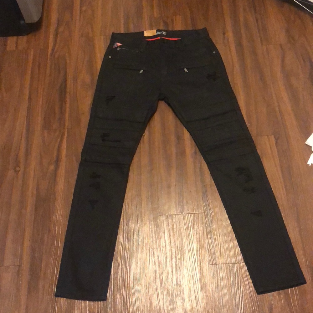 Black biker slim fit jeans